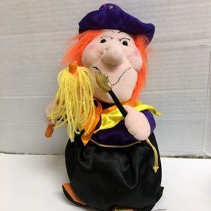 Halloween Singing Plush Witch Vintage Department 56 Shakes to Music 2000 12" H